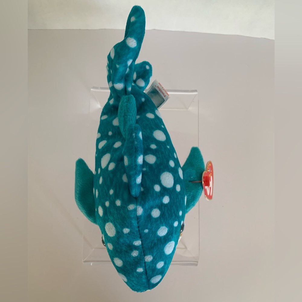 NWT Beanie Baby Ty Poseidon Whale 2000 Retired Vintage Ocean Blue Tan Polka Dots - Picture 6 of 15
